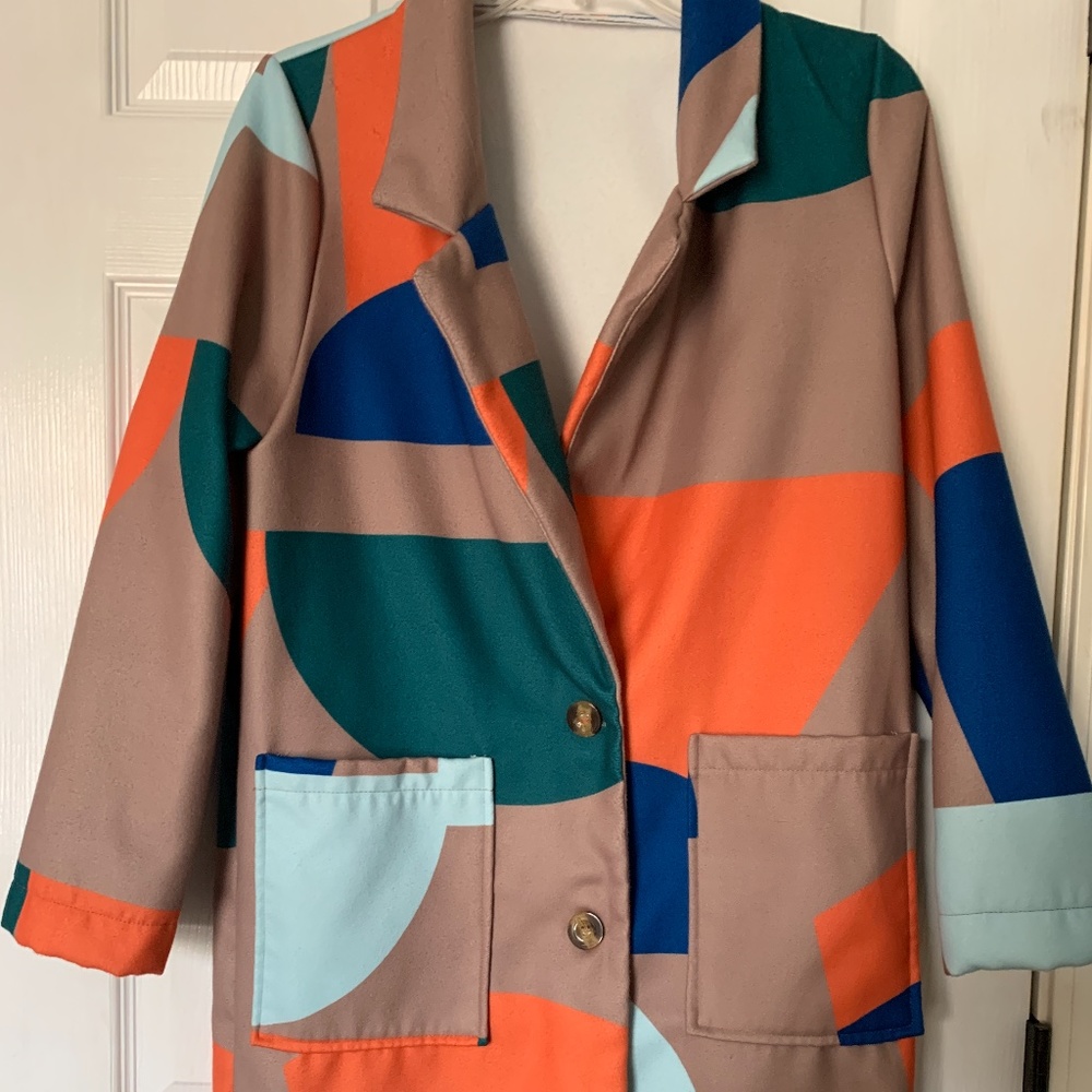 Felt Duster Long Coat Jacket Multi